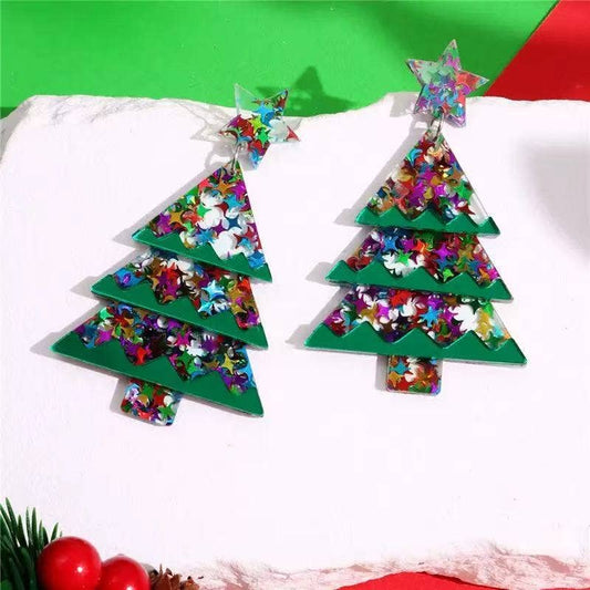 Multicolor Christmas Tree Earrings