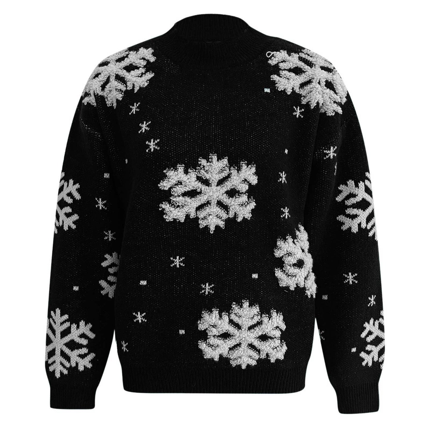 Christmas Snowflake Neck Pullover Sweater: Red