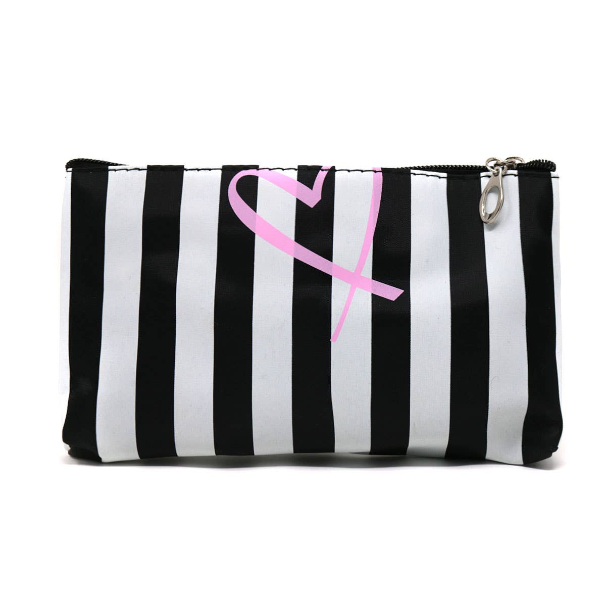 2pc Stripe Love Makeup Bag Set: Black