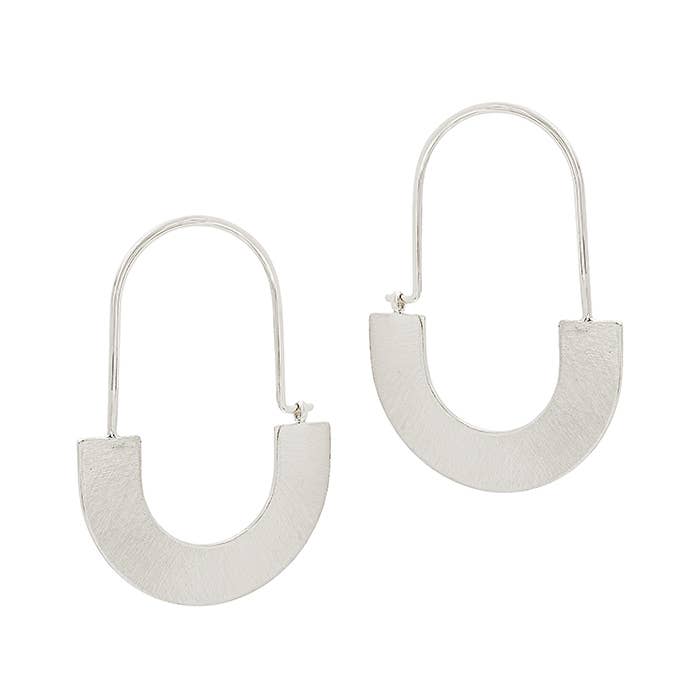 Matte Silver U Shape 1.75" Earring