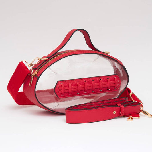 Football Shaped Transparent Crossbody Bag
: Red