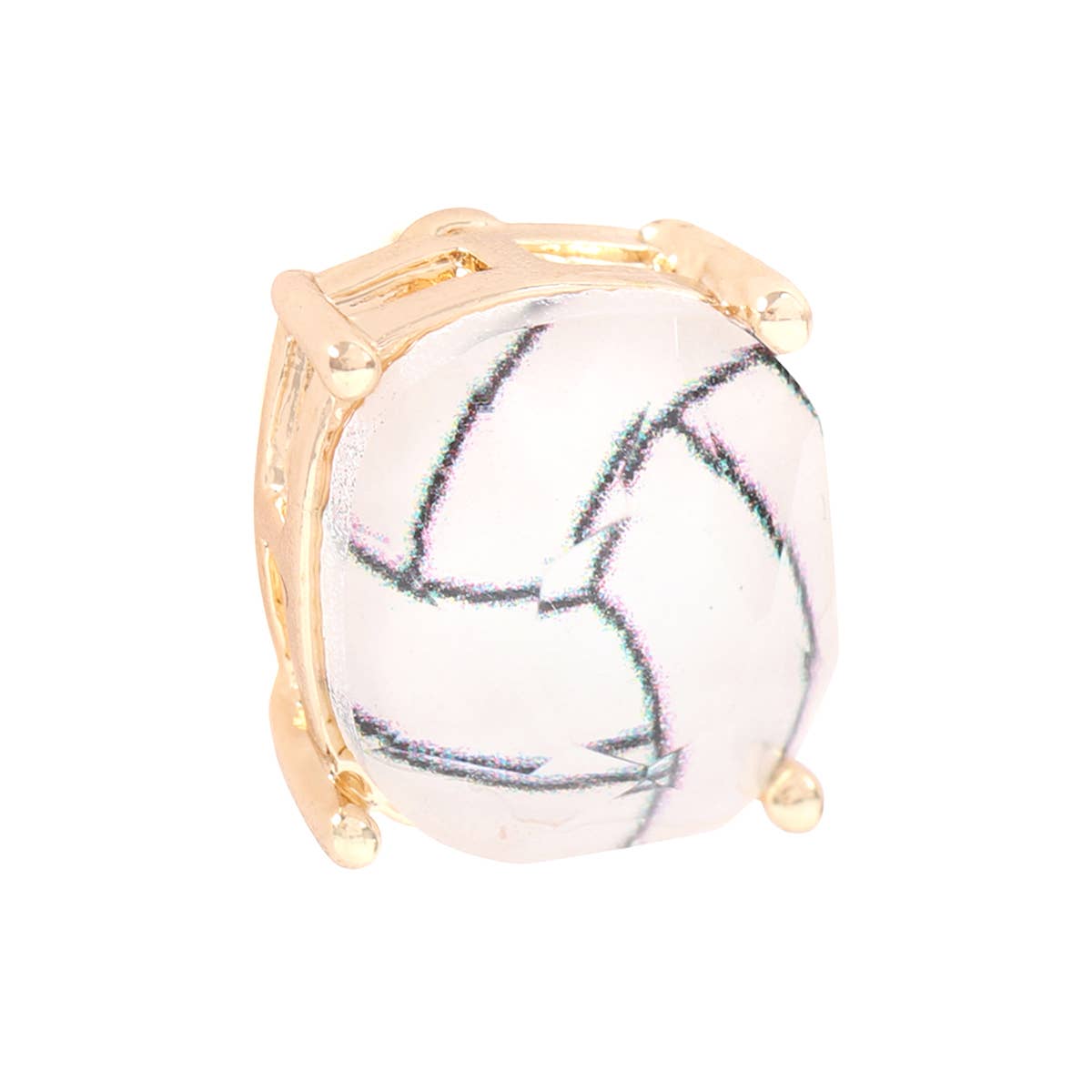 Cushion Cut Volleyball Stud Earrings