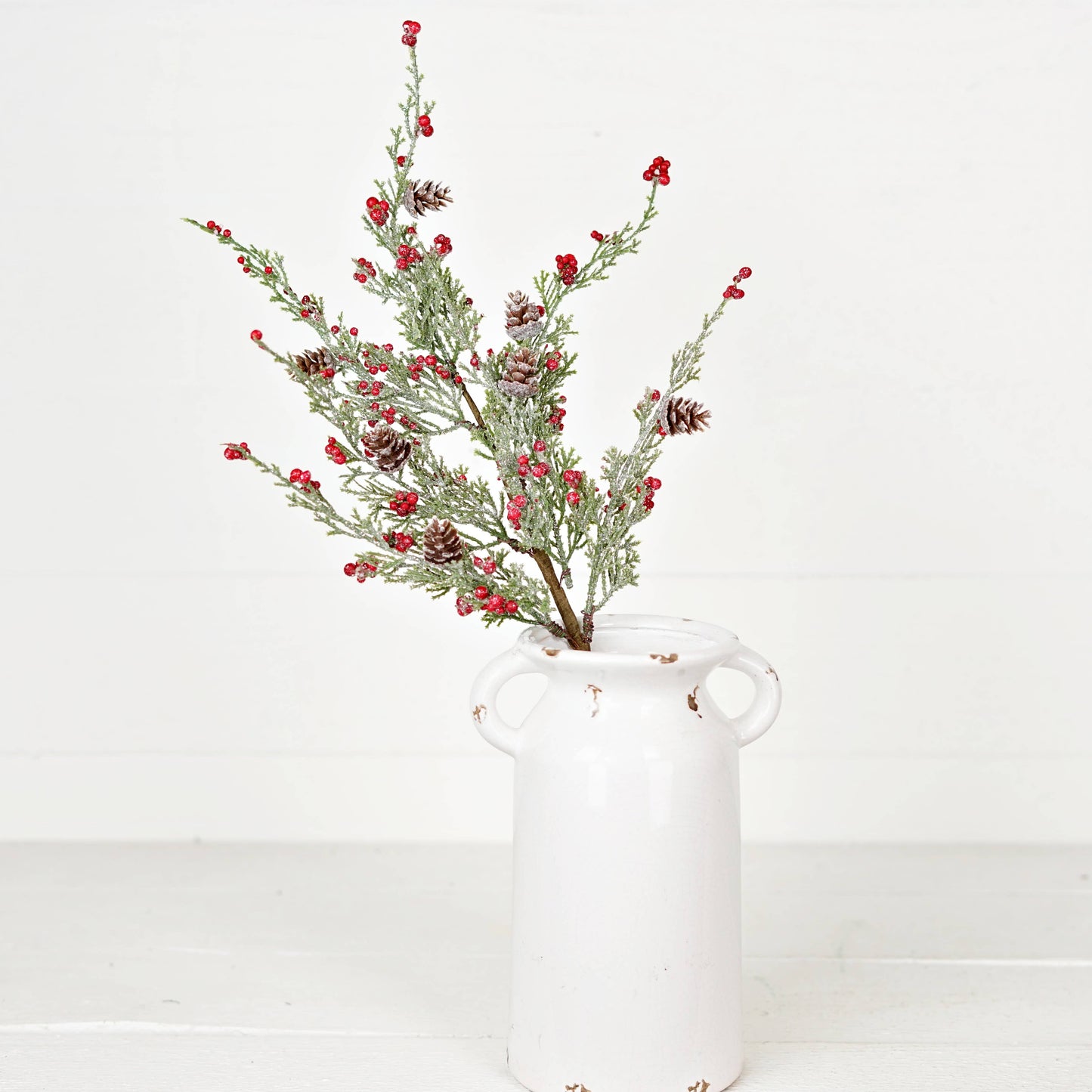 22 Inch Spray-Icy Sparkle Cypress Pine with Pepperberry