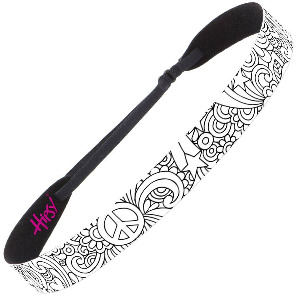 Coloring Bands Adjustable No Slip Peace & Love Headband