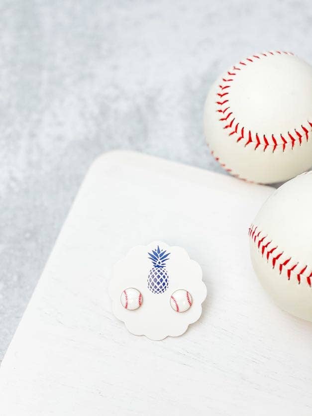 Baseball Enamel Stud Earrings