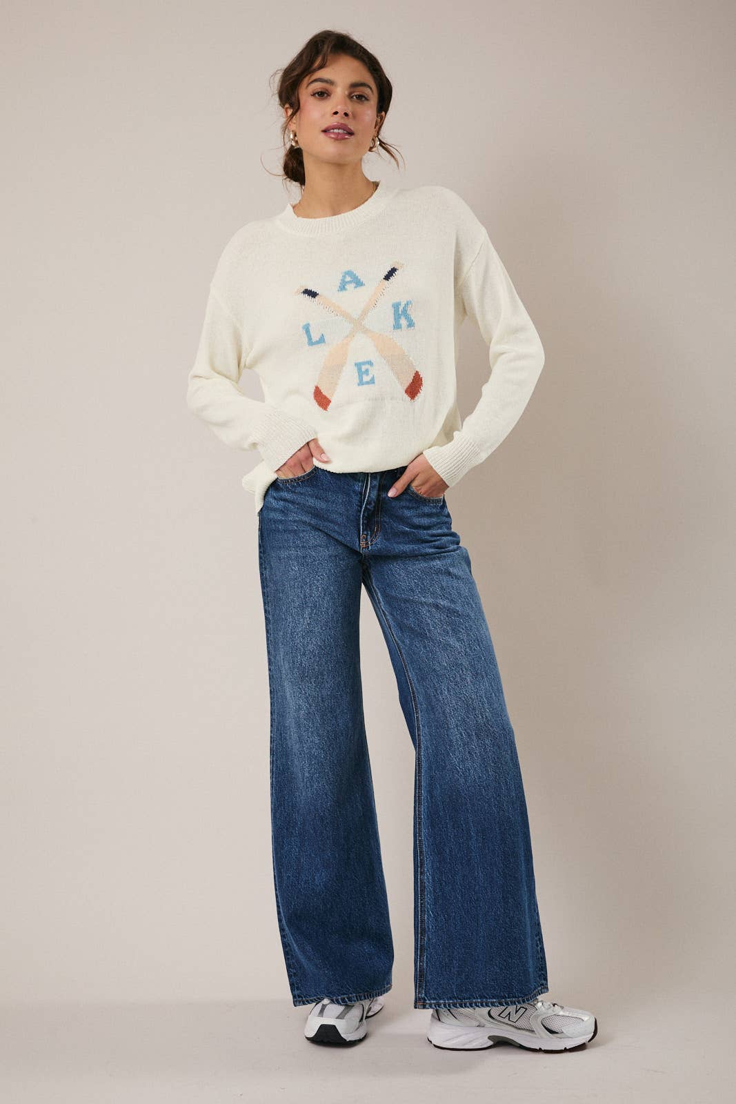 Cream "Lake" Light Weight Round Neck Sweater