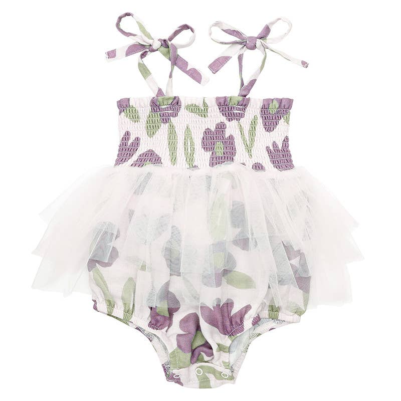 Tutu Bubble Romper - Purple Floral: 18-24 mo