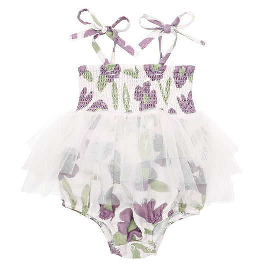 Purple Floral Tutu Bubble Romper: 18-24 months