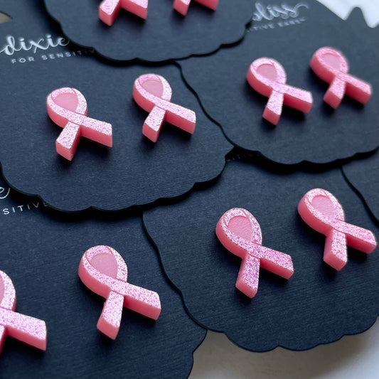 Cancer Awareness Pink Ribbon Studs