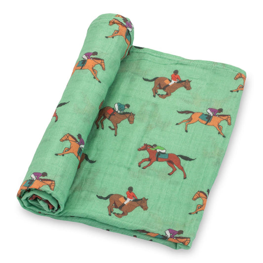 Derby Days Theme Baby Muslin Swaddle Blanket