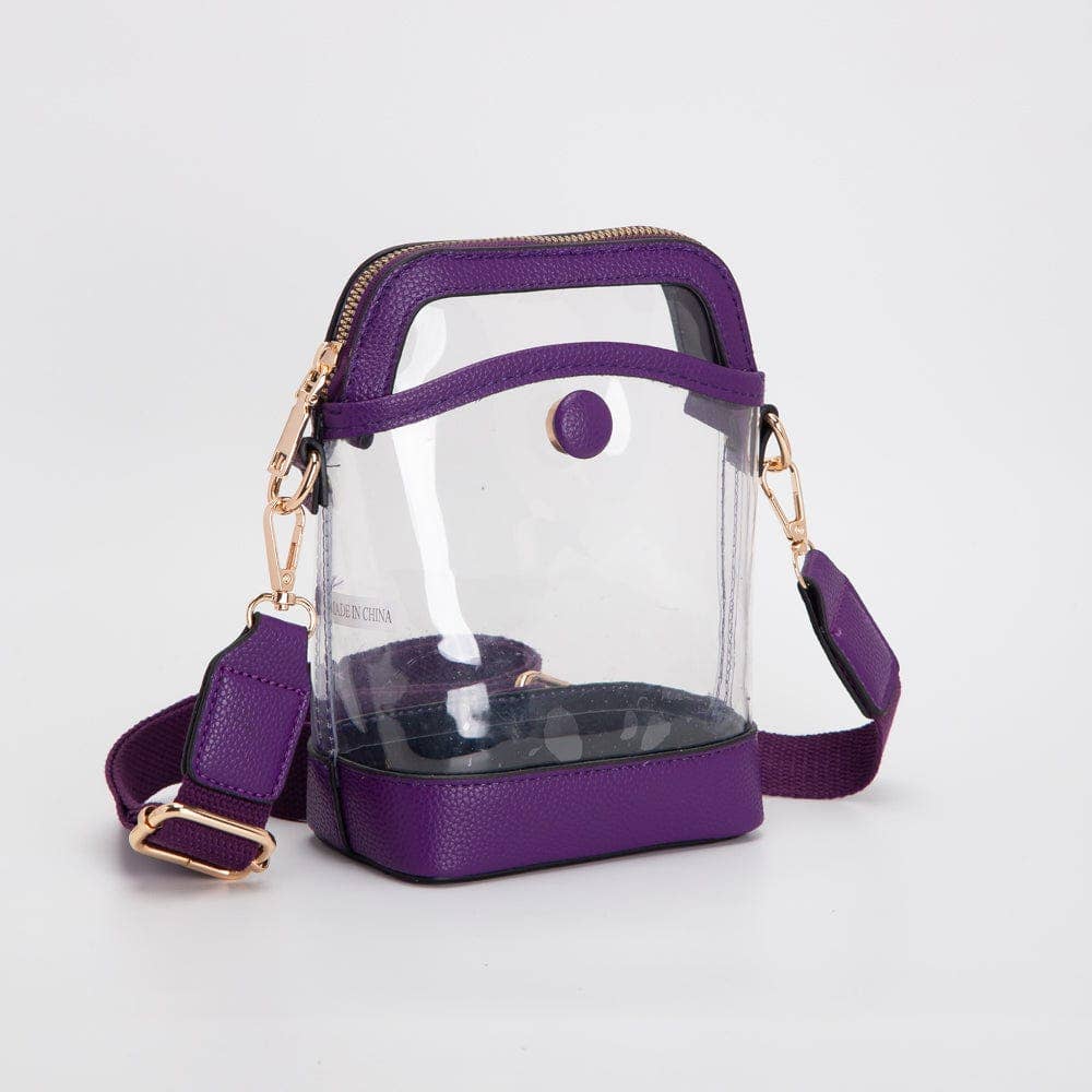 Purple Carly Clear Mini Crossbody Bag