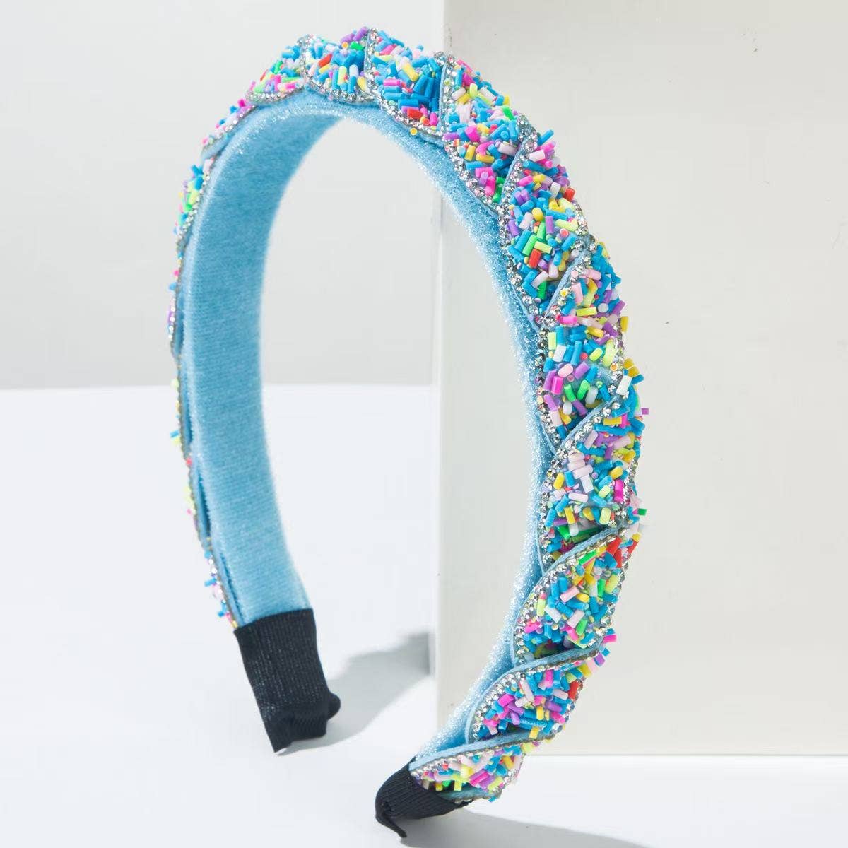 Blue Cake Sprinkles Beaded Headbands