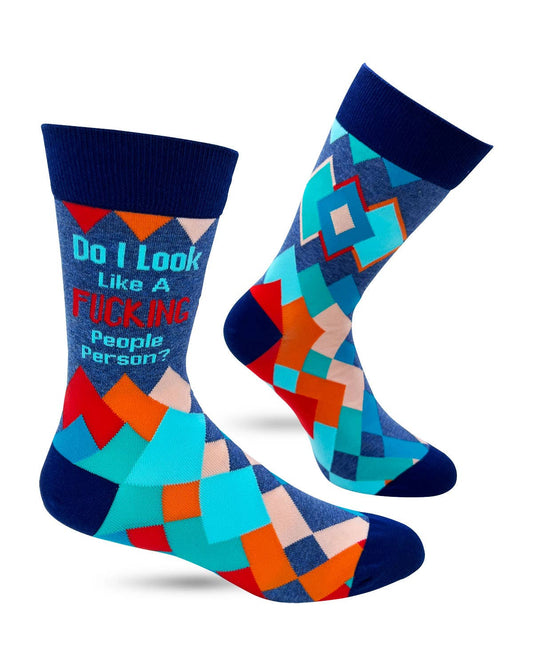 Do I look Like A Fucking People Person? Men's Novelty Crew Socks