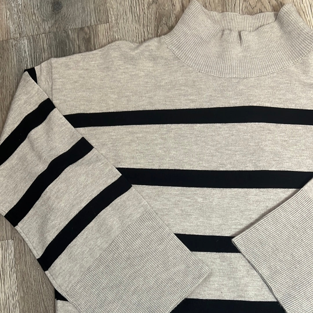 Gray & Black Wide Stripe Sweater