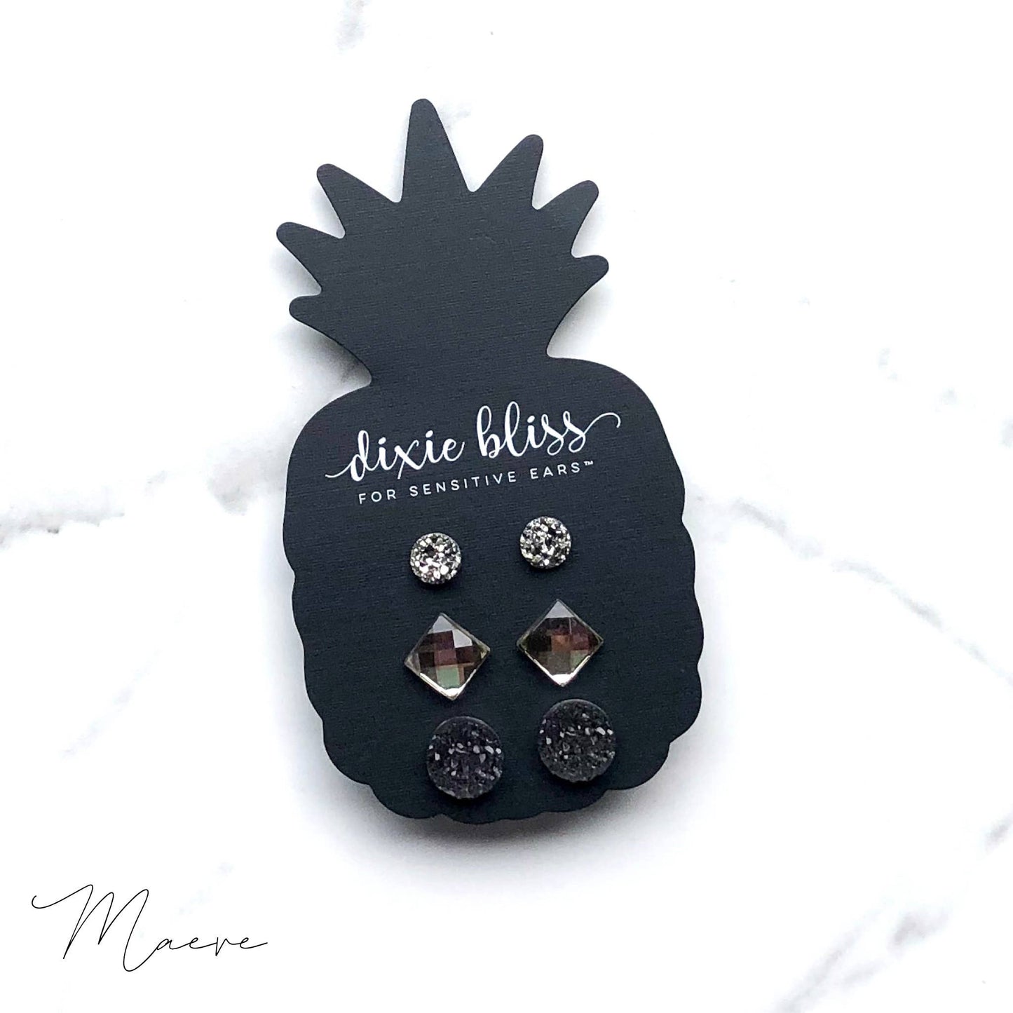 Maeve Silver & Gray Earring Set