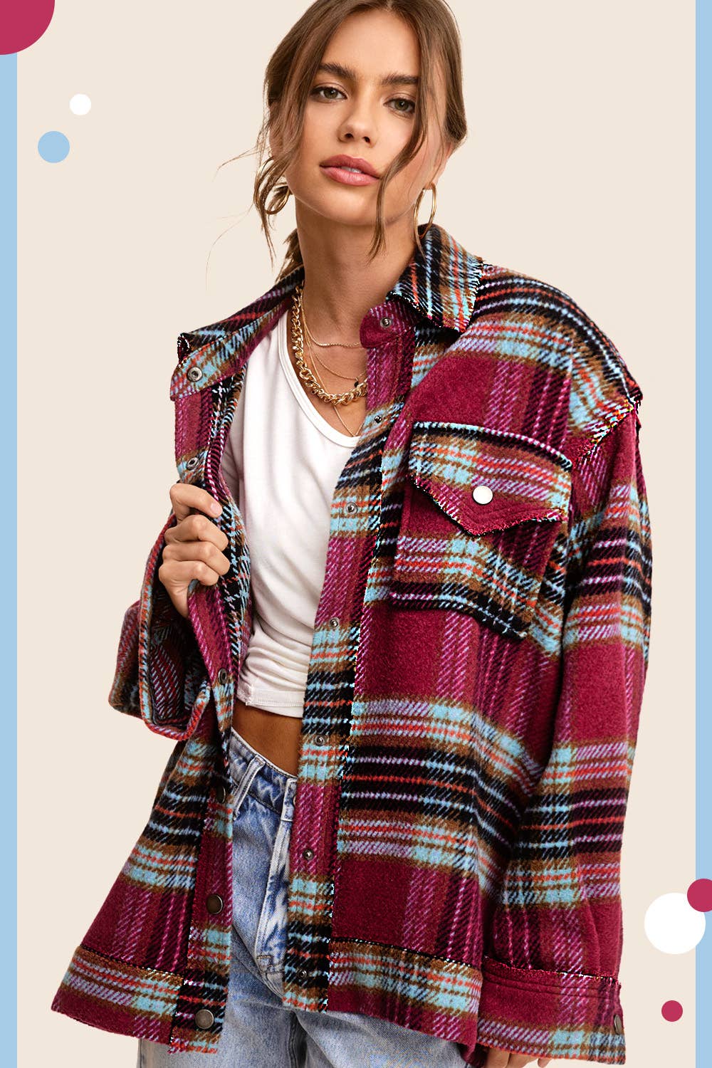 Plaid Button Down Fall Winter Jacket