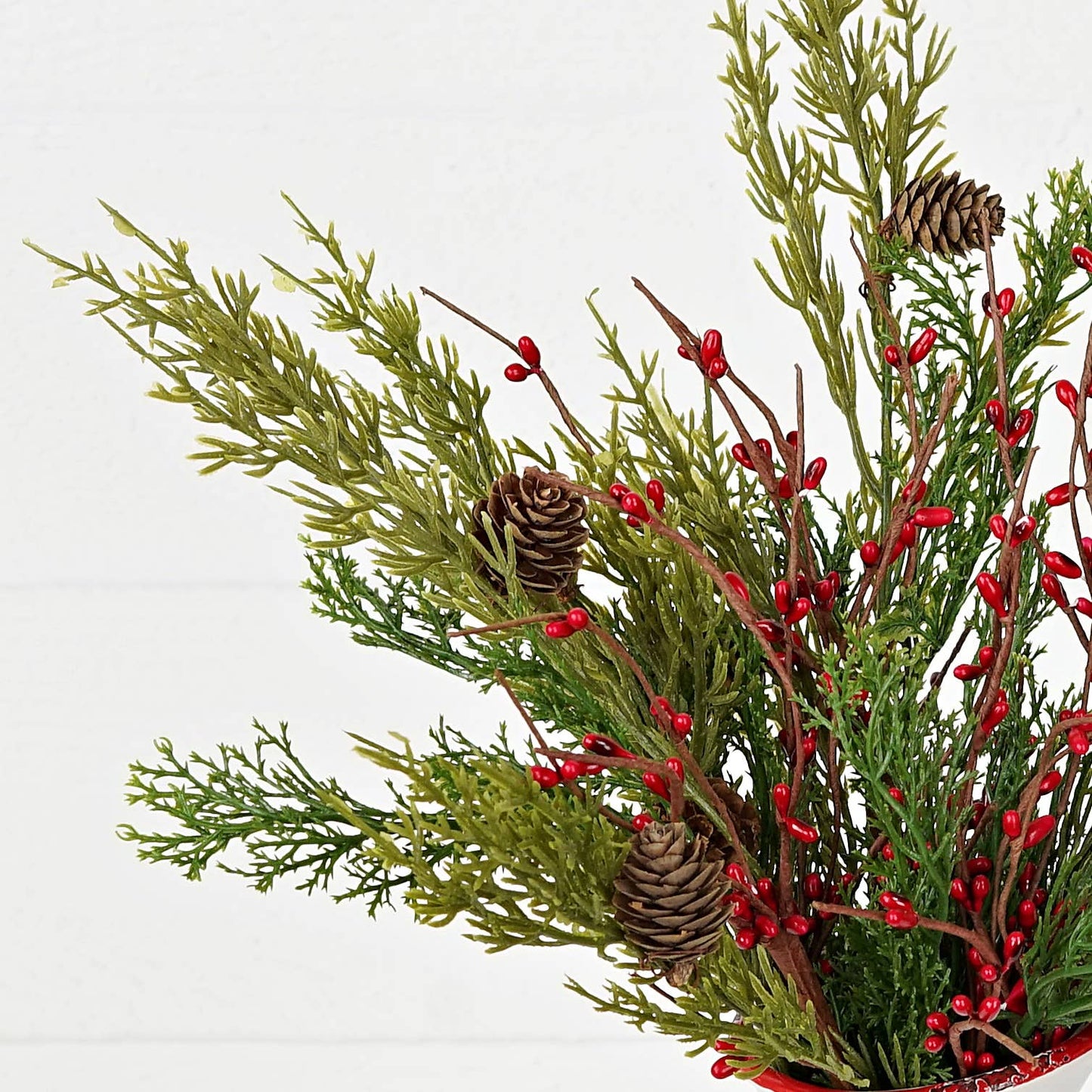 14 Inch Evergreen Pine with Red Pips Pick