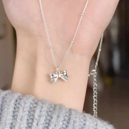 Silver Bow Necklace