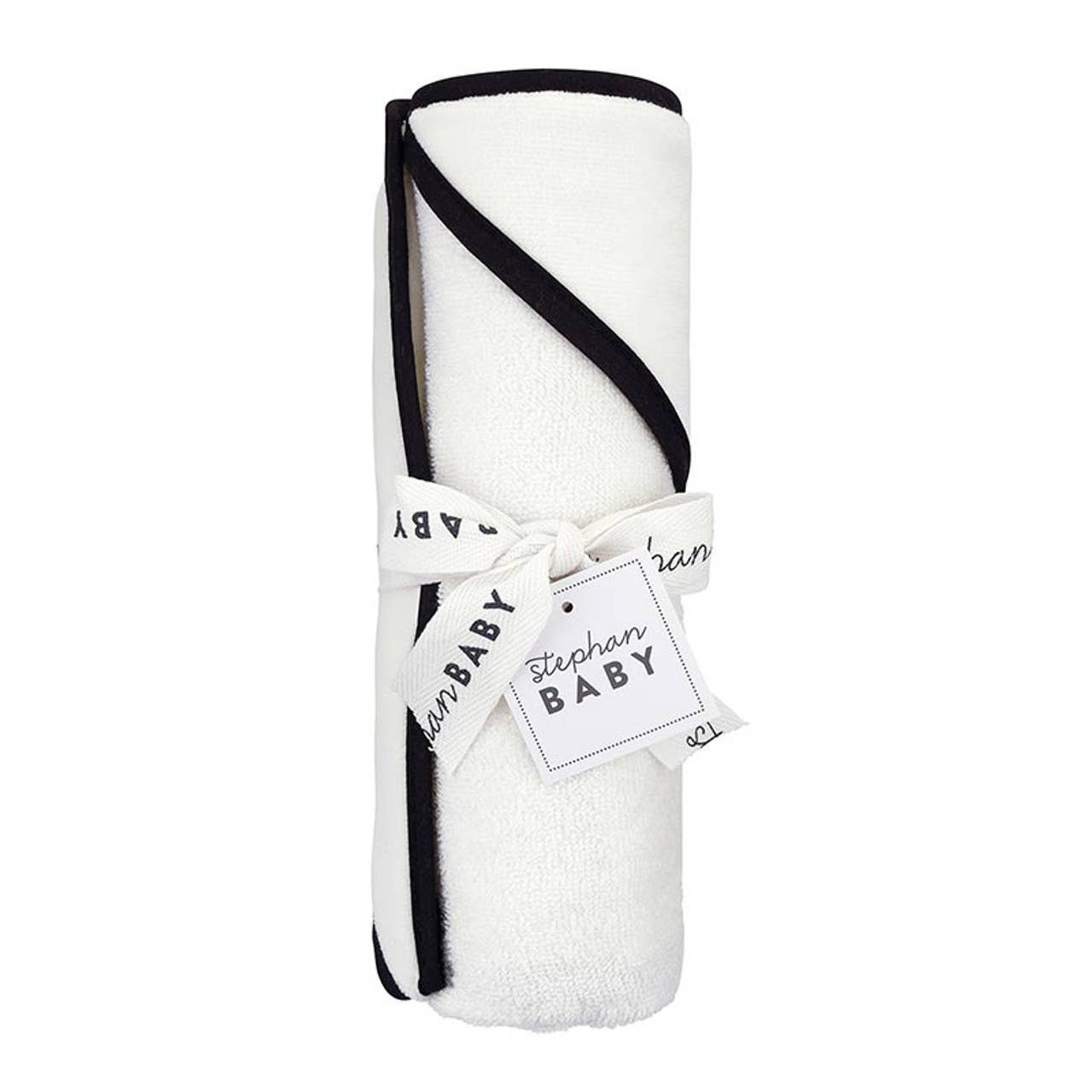 Hooded Towel - Ivory with Bow: 100% Cotton / 29" SQ