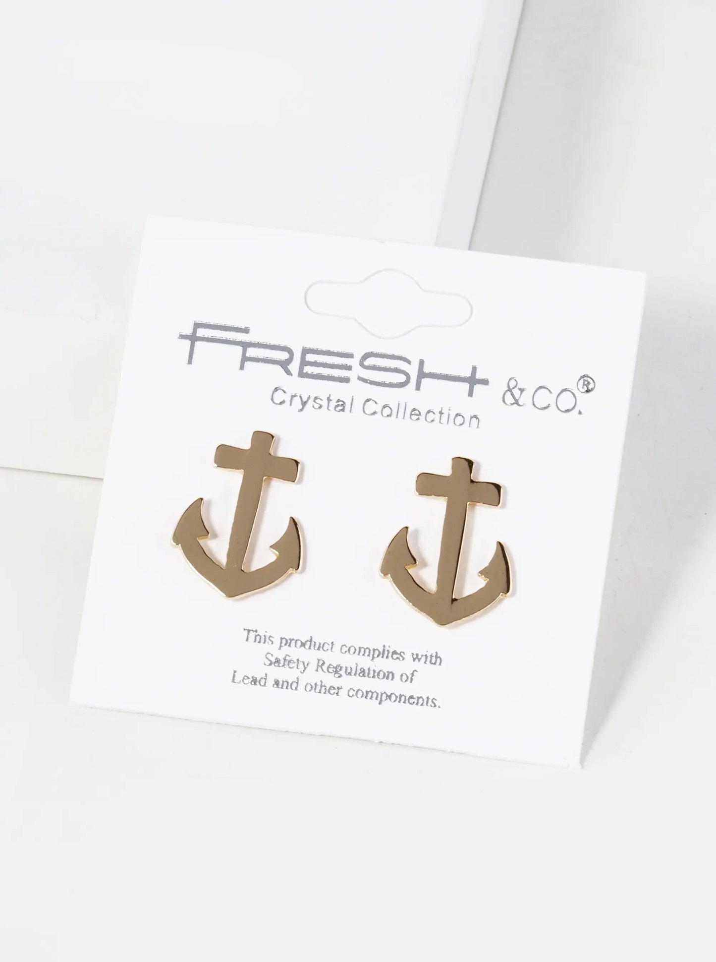 Gold Anchor Nautical Stud Earrings