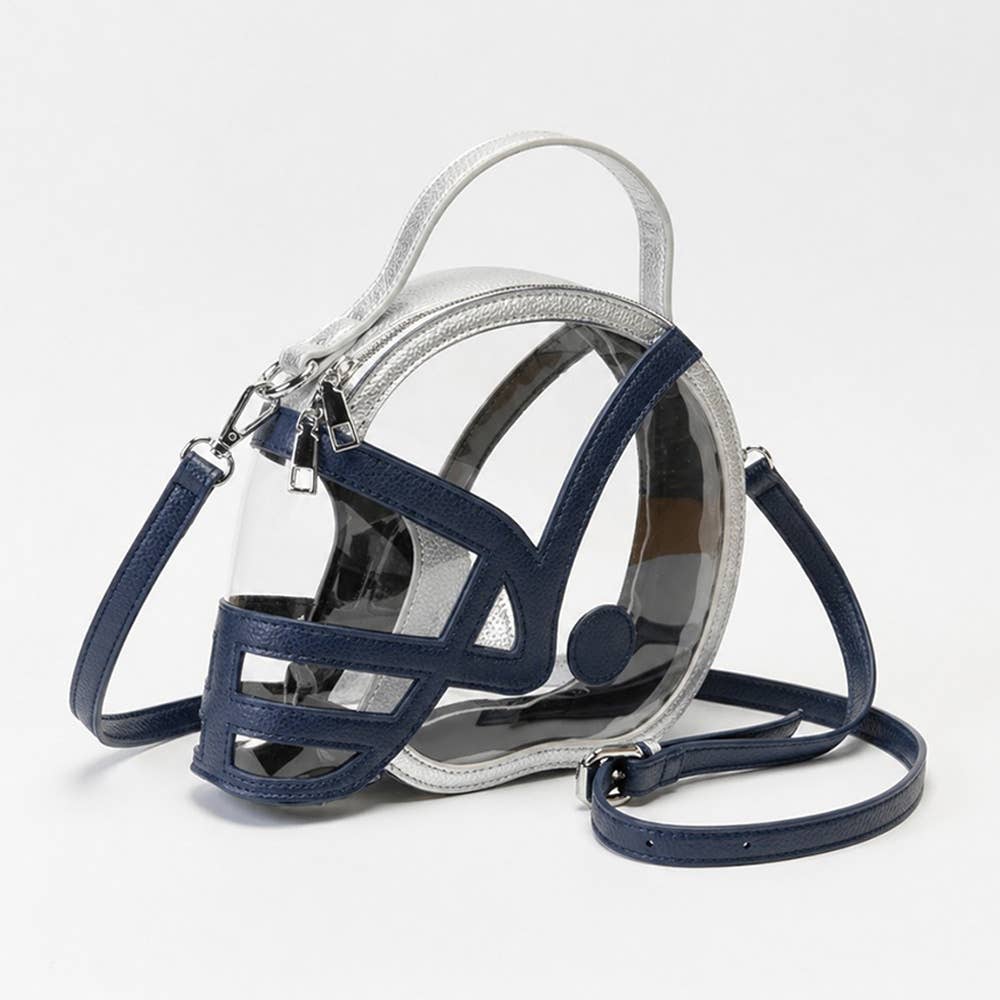 Transparent Gameday Football Helmet Shaped Crossbody Handbag: Orange White
