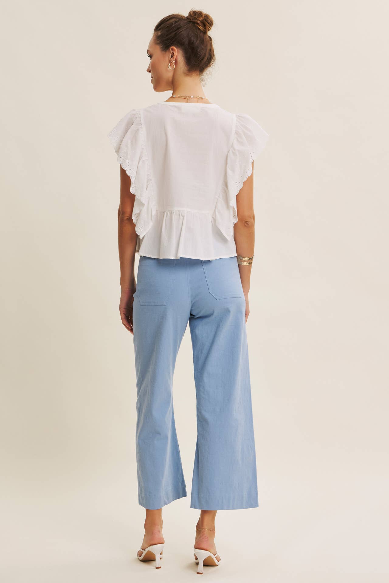 SEASONLESS STRETCHY COTTON LINEN ANKLE PANTS WITH POCKETS: LILAC / S