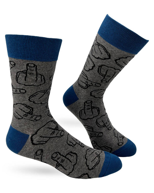 Flip Off Finger Men's Novelty Crew Socks