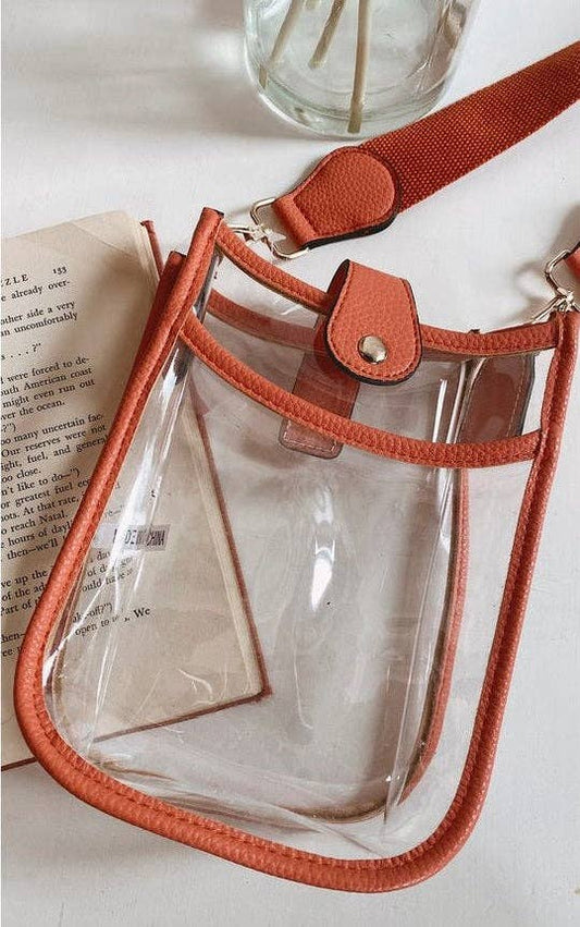 Orange Game Day Mini Clear Crossbody Bag