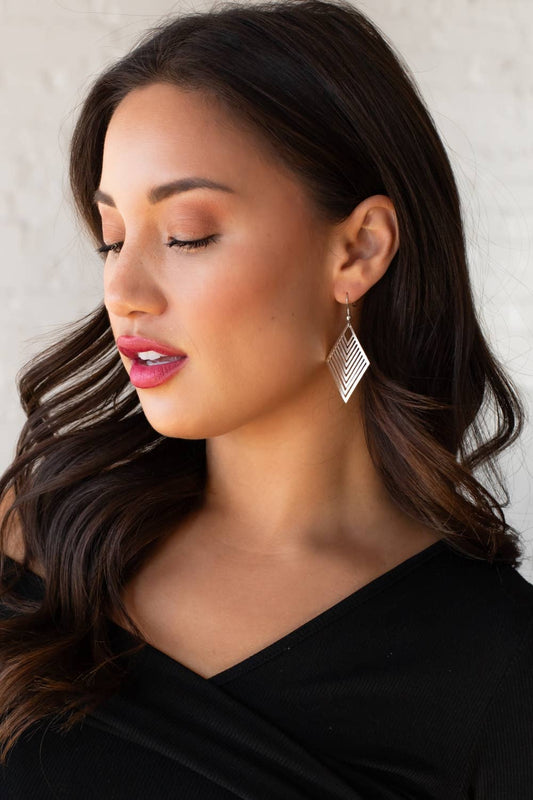 Silver Diamond Dangle Earrings