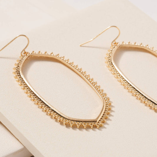 Geometric Metal Dangling Earrings: Gold Tone