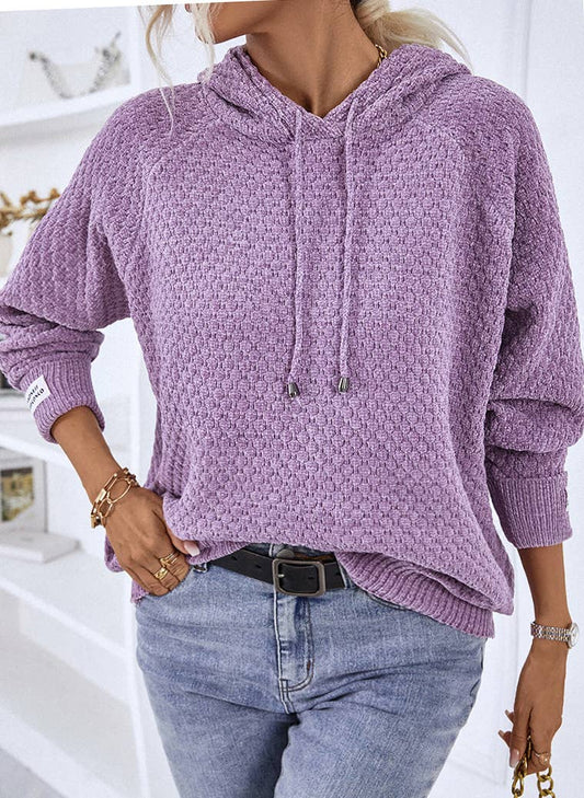 Light Purple Casual Hooded Sweater