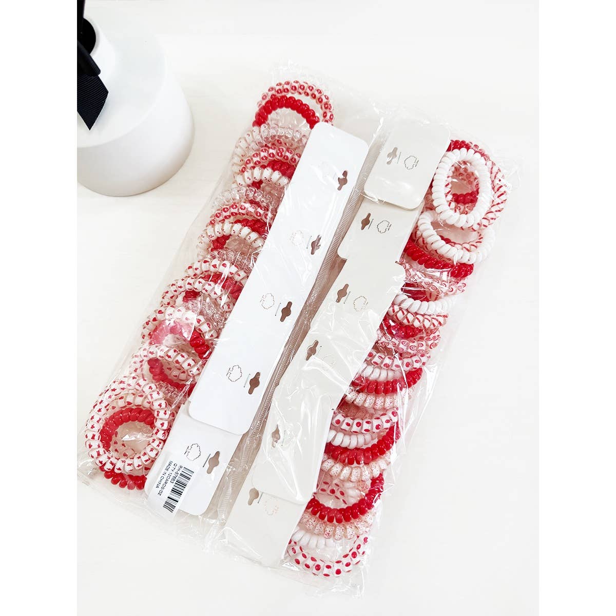 Red Color Theme mixed Spiral Hair Ties