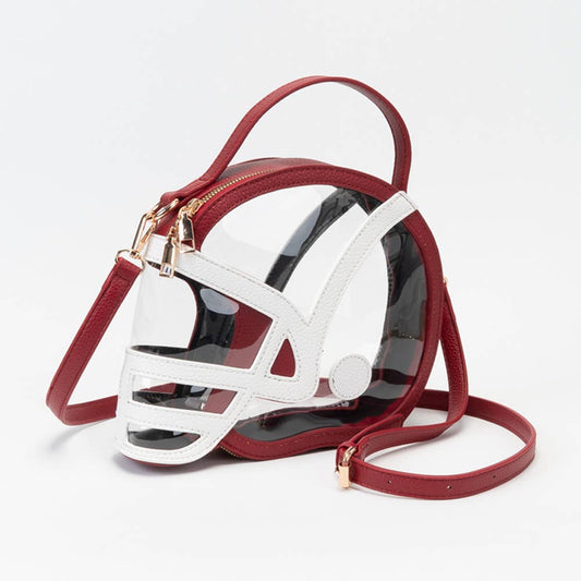Transparent Gameday Football Helmet Shaped Crossbody Handbag: Orange White