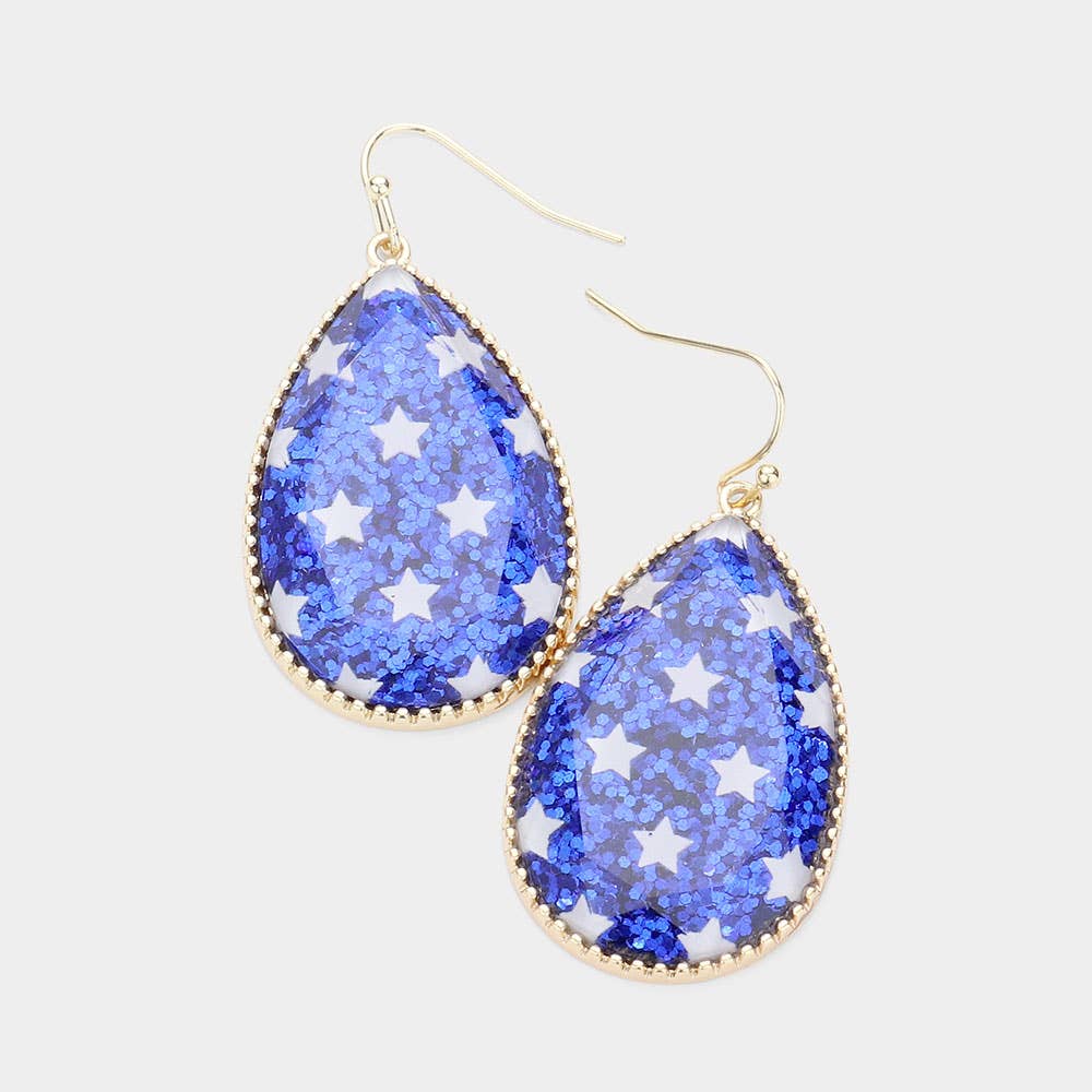 Glitter Star Pattern Teardrop Dangle Earrings