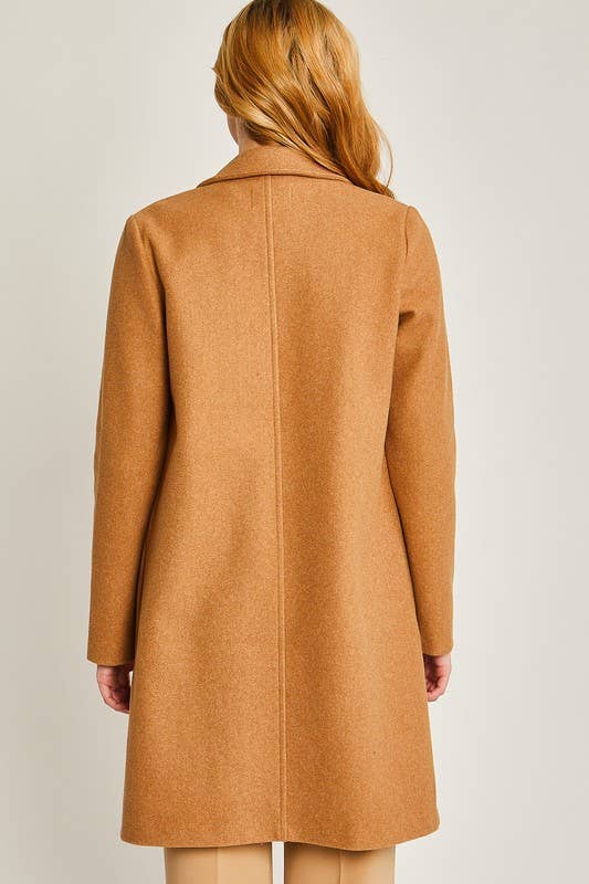 Fleece Long Line Coat: Camel