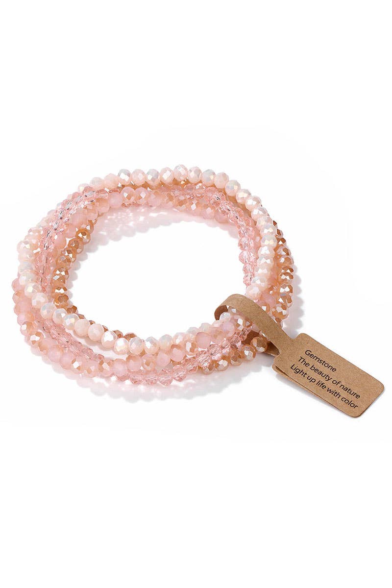 Blush Glass Bead 4 Piece Bracelet Set