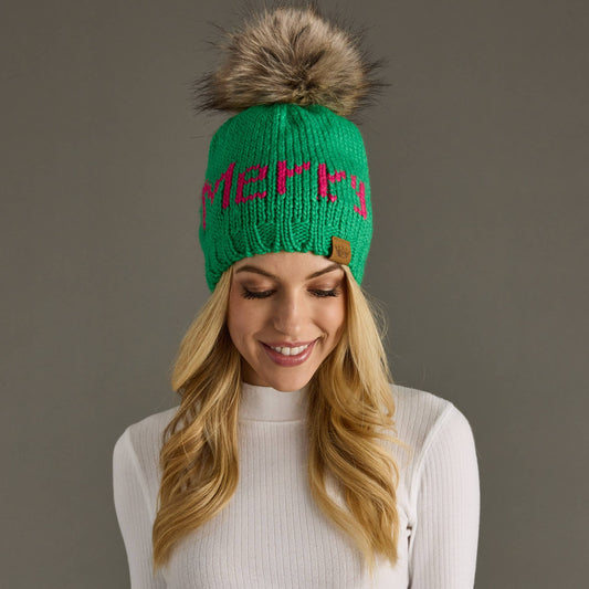 Bright Green Merry Pom Hat