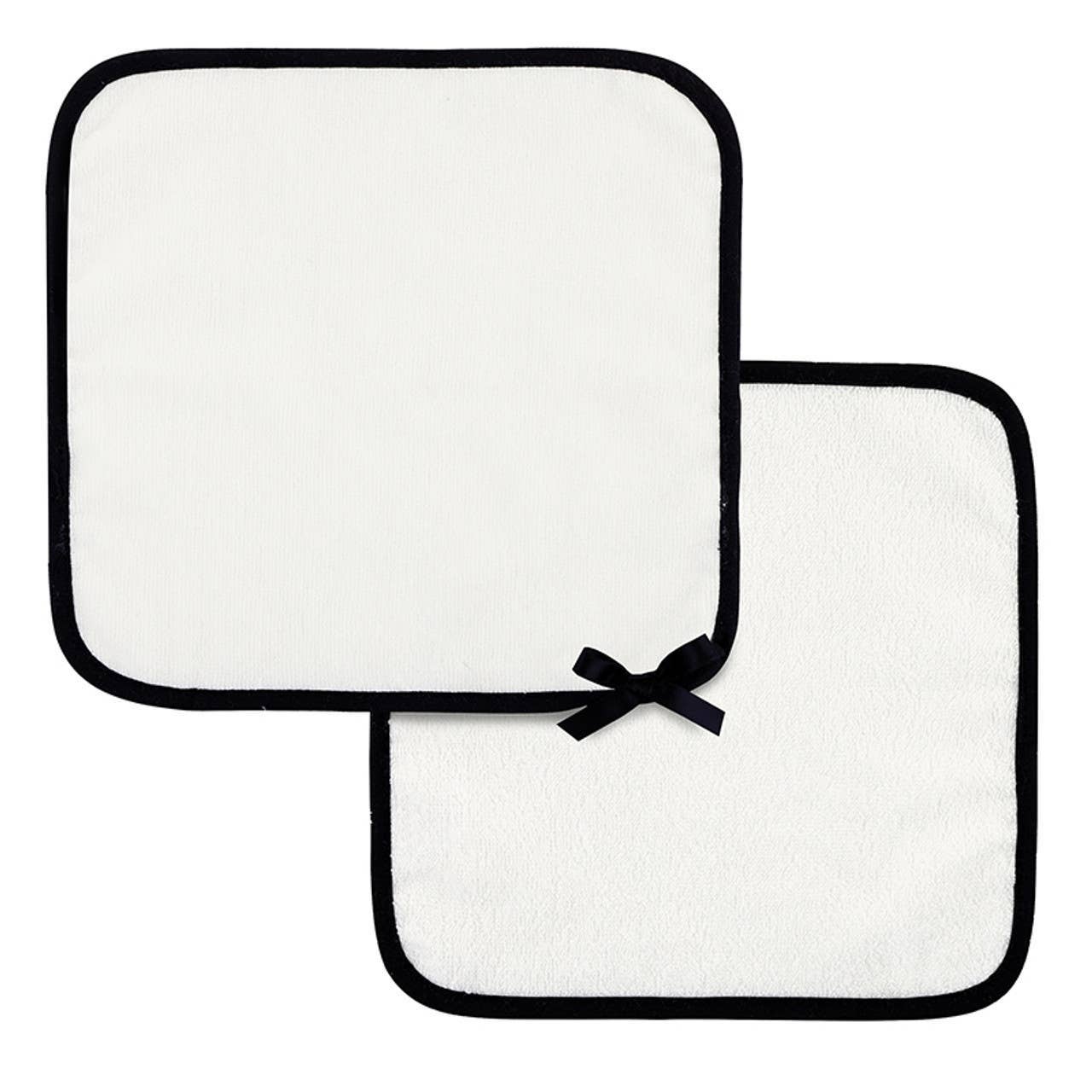 Washcloth Set - White Bow: 100% Cotton / 10" SQ