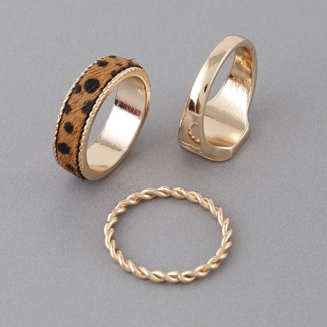 Multi Band N Twist Rings: Gold Ivory