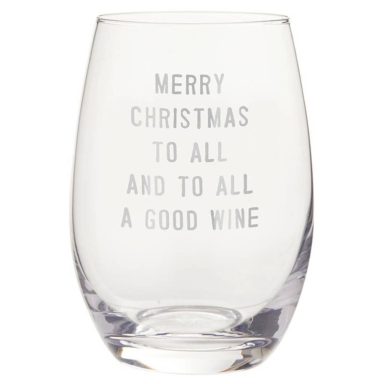 Stemless Wine Glass - Merry Christmas To All: Hand Wash Only / Glass