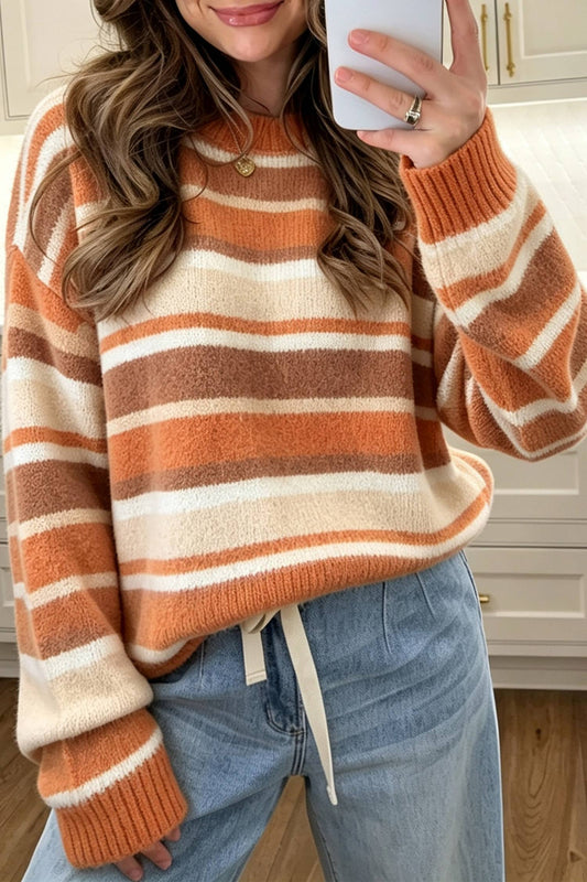 Orange Stripe Cozy Soft Sweater