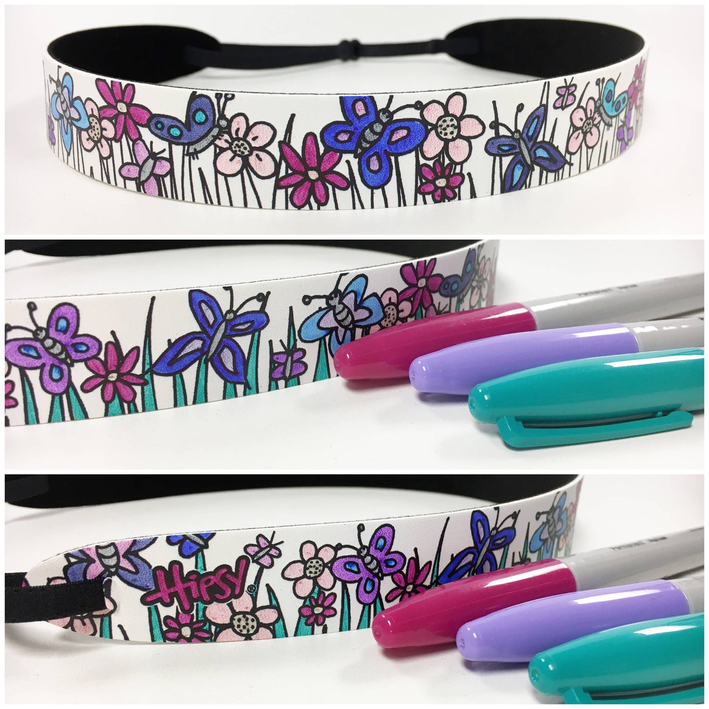 Hipsy Coloring Bands Adjustable No Slip Floral Headband: Fun Hearts