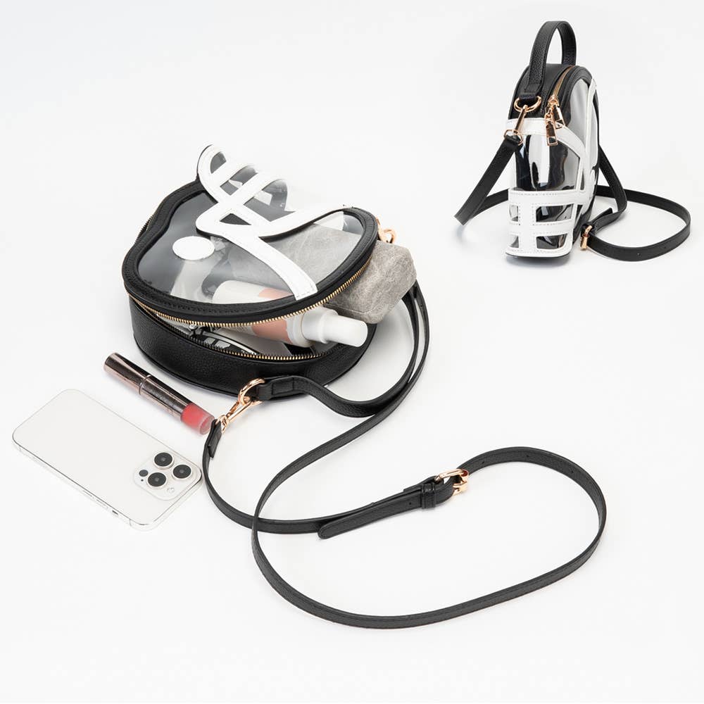 Transparent Gameday Football Helmet Shaped Crossbody Handbag: Orange White