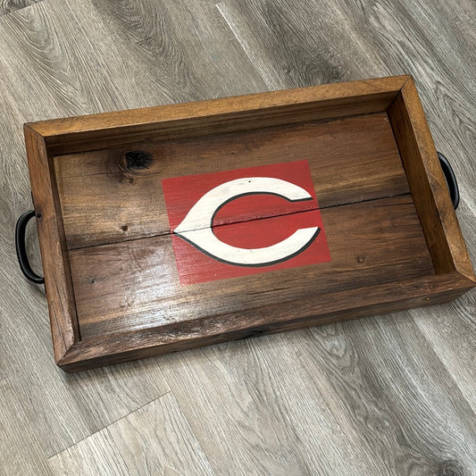 Cincinnati Baseball Themed Solid Wood Tray