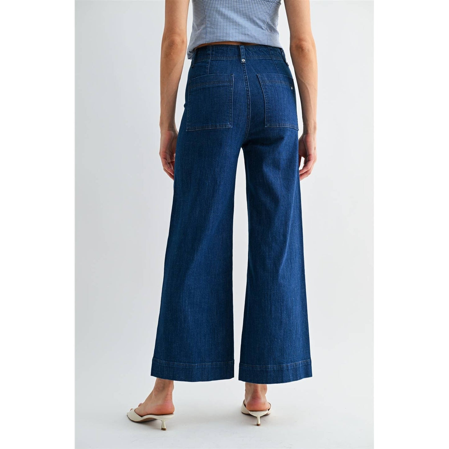 Mica Denim High Rise Wide Leg Ankle: Navy Orchid