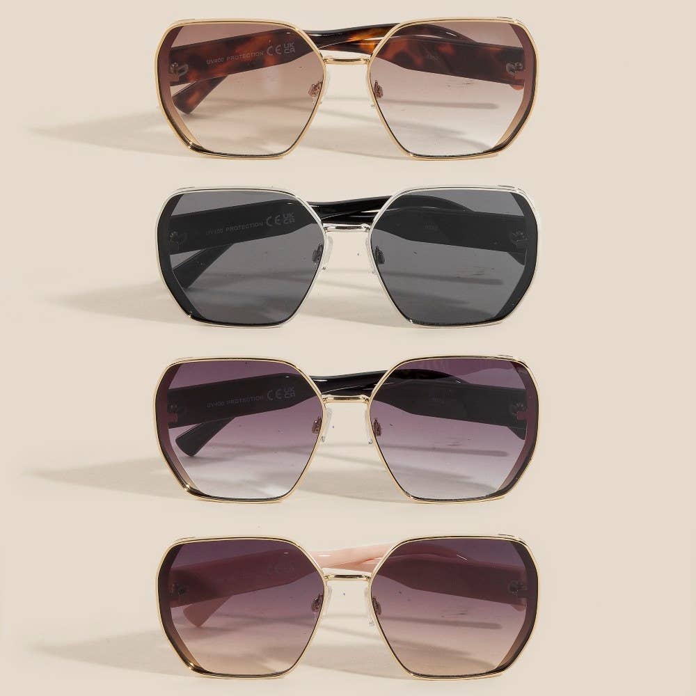 Metallic Frame Gradient Lens Sunglasses