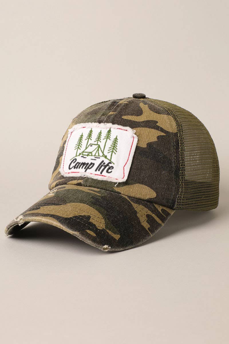 Camp Life Patch Mesh Snapback Baseball Cap