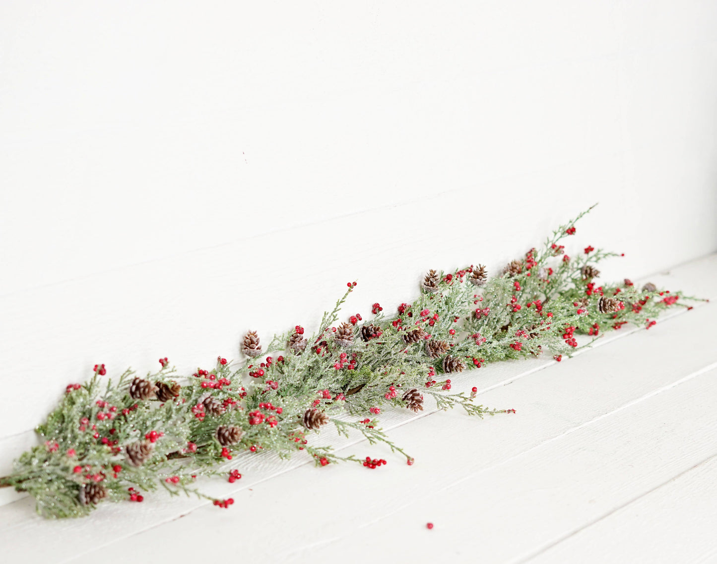 4 Foot Garland-Icy Sparkle Cypress Pine w. Pepperberry-