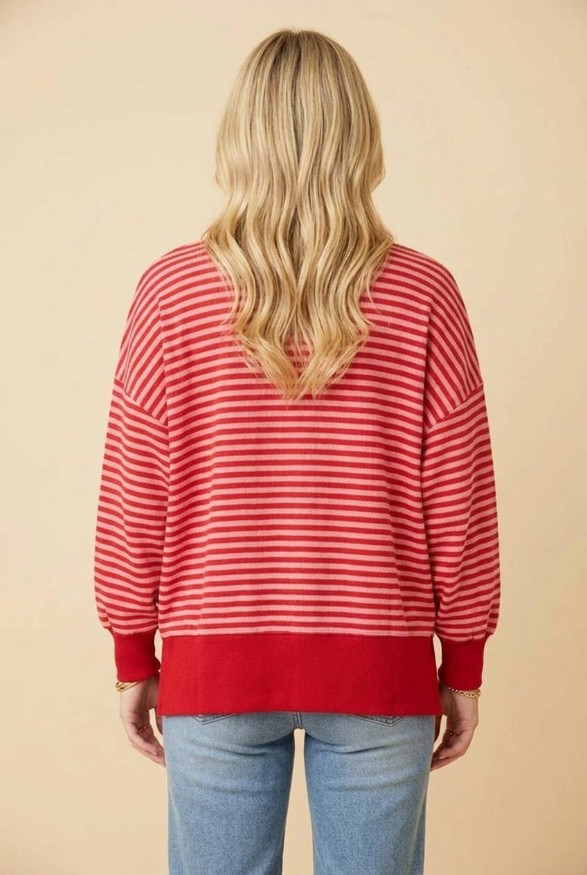 "Merry" Stripe Oversized Dolman Sleeve Top