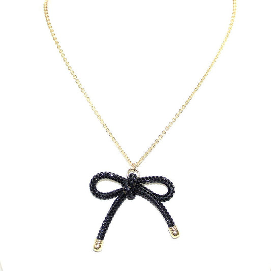 Black Ribbon Charm Necklace